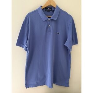 Vineyard Vines Men's Polo Shirt Blue Size L 100% Cotton Whale Logo